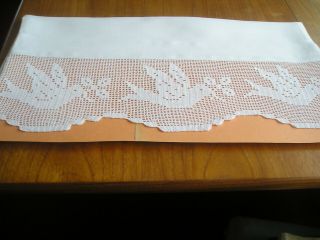 Pillowcases Vintage Irish Linen Antique Hand Crochet Lace Trim