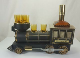 Vintage Bar Set 1880 Iron Horse Locomotive Decanter Shots Music Box How Dry I Am