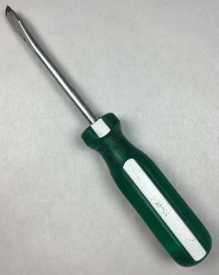 Vintage S - K Hand Tools 70084 Green And White Slotted Head Screwdriver Usa Sk