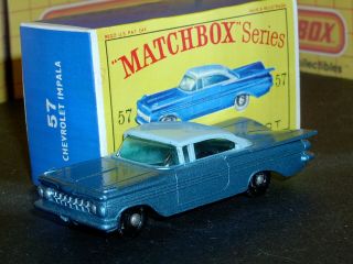 Matchbox Lesney Chevrolet Impala 57 B6 Black Base 36bpw Scunl Vnm Crafted Box