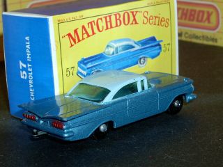 Matchbox Lesney Chevrolet Impala 57 b6 black base 36BPW SCUNL VNM crafted box 2