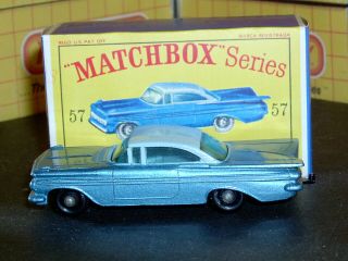 Matchbox Lesney Chevrolet Impala 57 b6 black base 36BPW SCUNL VNM crafted box 3