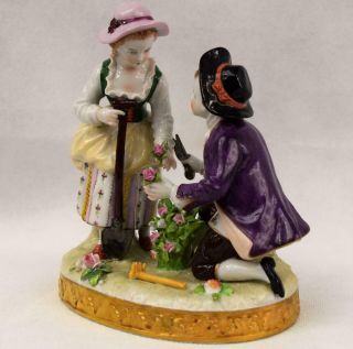 Vintage Sitzendorf Fine Porcelain Figurine Gardening Couple Rococo
