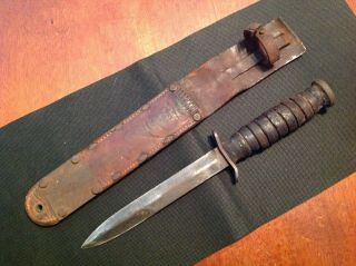 WWII Blade Dated 1943 Utica M3 Trench Knife Milsco M6 Scabbard Relic 2