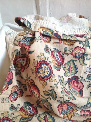 Vintage French Fabric Floral Panel Pink Yellow Blue Furnishing Fabric Home Decor