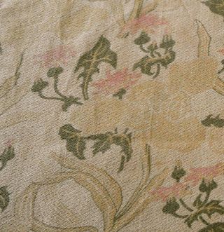 Antique French Botanical Thistle Floral Cotton Fabric Pink Green Cutter