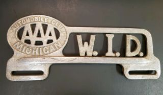 Vintage Collectible Aaa Automobile Club Of Michigan License Plate Topper