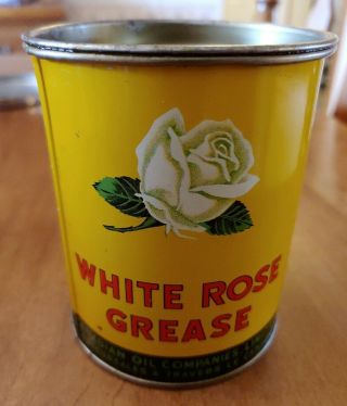 Vintage White Rose 1940s Nos Pressure Gun Grease 1 Lb.  Can Rare