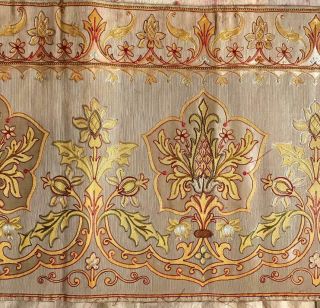 Exquisite Unusual 19th Century Tambour Embroidered Silk Brocade Panel 101.