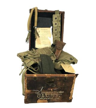 Wwii Named Usmc Combat Grouping Suspenders,  Holster,  Pack,  And More