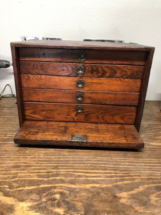 Vintage Machinist Tool Box Wooden Drawers Jewelry Box Wood Chest