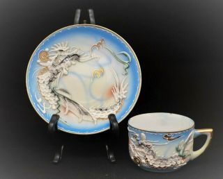 Vintage Moriage Dragonware Japan Demitasse Cup And Saucer Set