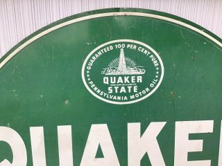 Vintage 1950 ' s Quaker State Motor Oil 2 Sided Gas Station 29 
