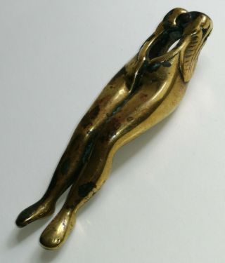 Antique Vintage Art Deco Novelty Erotic Naked Lady Legs Nutcracker Brass No Res
