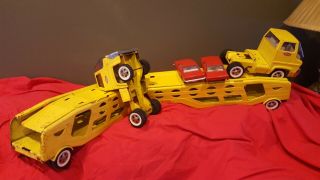 2 Vintage Tonka Truck Car Carriers 1960s Steel Made In The Usa W/2 Mustangs