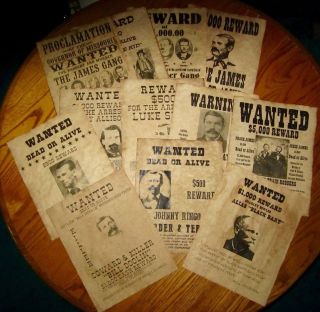 Jesse James Doc Holliday Old West Wanted Posters Billy The Kid The Younger Gang