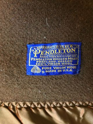 Vintage Pendleton Solid Brown Wool Satin Edges 67” By 80”