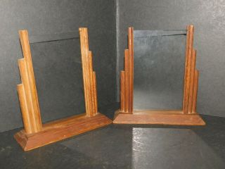 Art Deco Style 15.  5cm Wood & Glass Photo Frames