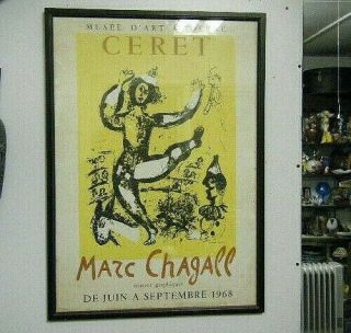Vintage 1968 Large Marc Chagall Exhibit Poster Lithograph Print Circus