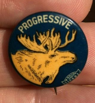 1912 Theodore Roosevelt Progressive Bull Moose Campaign 7/8 " Pin Button Tr06