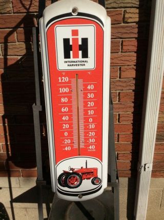 Vintage Metal International Harvester Thermometer 27 " X 8 1/8
