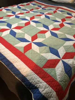 Vintage Quilt Patchwork Handmade 61 x 77” No Damage 2