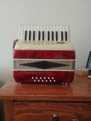 Vintage Noble Child Size Accordion W/ Case And Straps,  Made In Italy