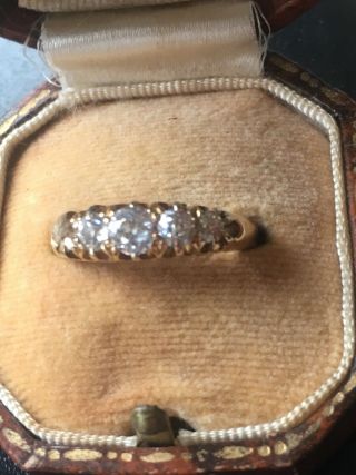 Antique Victorian 18ct Gold Five Stone Old Cut Diamond Ring 50 Points (m)