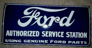 Porcelain Ford Authorized Service Station Sign 25 X 36 Inches