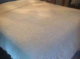 Vintage White Hobnail Full Sz Cotton Bedspread