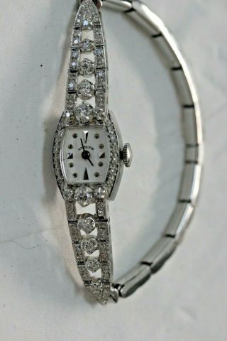 Vintage Self Winding 14k White Gold Hamilton Diamond Women`s Watch