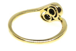 18ct Yellow Gold Art Deco Diamond 0.  30ct Two Stone Twist Ring SIZE K VINTAGE 2