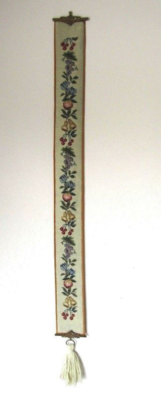 Vintage Needlepoint Floral And Fruit Bell Pull 76 1/2 " X 7 "