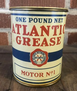 Vtg Early Atlantic Grease 1 Oil Can Atlantic Refining Co Philadelphia Nos Rare