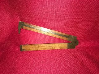 Vintage Stanley No.  36 1/2 R Boxwood Ruler With Extending Caliper