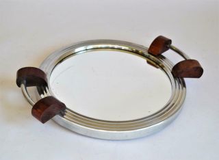 Very Stylish 1930s French Art Deco Chromed & Glass Aperitif Cocktail Drinks Tray
