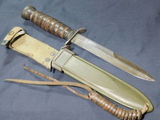 A,  Wwii Us M3 Trench Fighting Knife Imperial Blade Mrk In M8 Dagger Airborne