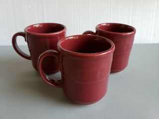 (3) Longaberger Pottery Coffee Mugs Cups 12 Oz.  Paprika