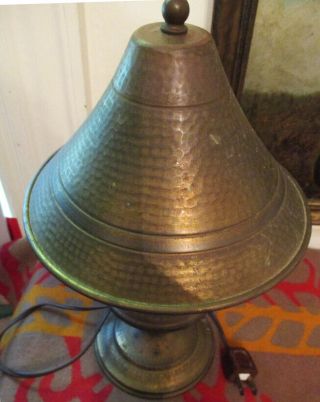 ARTS & CRAFTS MOVEMENT MISSION HAND HAMMERED BRASS SMALL LAMP 2