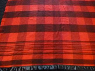 Pair Vtg Red Black Buffalo Plaid Wool Blanket 64 X 82