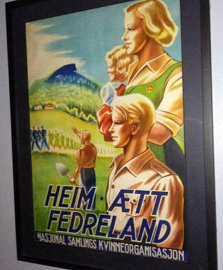 Wwii Norwegian Nsk Propaganda Poster " Home,  Family,  Fatherland " German
