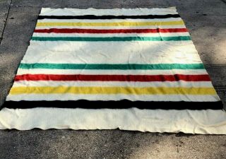 Polar Star Golden Dawn 100 Wool Blanket 4 Color Stripes Ivory Background 96x71