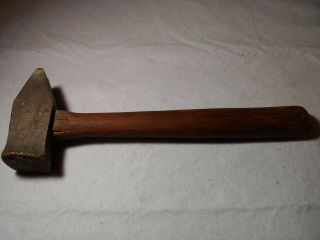 Old Vintage Tool Brass Hammer 3 Lb Org Handle Machinist Mechanic