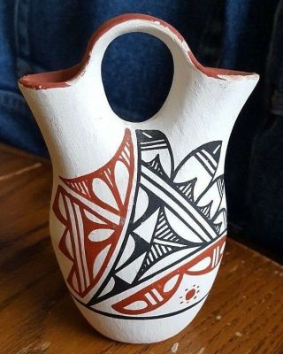 Wedding Vase,  Native American,  Jemez Pueblo,  Signed P Chinana 4 3/8 " Tall