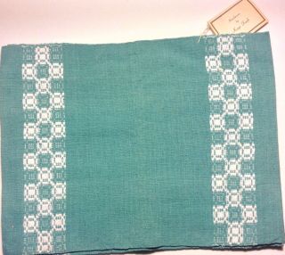 4 Vntg Handwoven Robin Egg Blue Placemats Tag By Kaye Funk Flax Flower Design