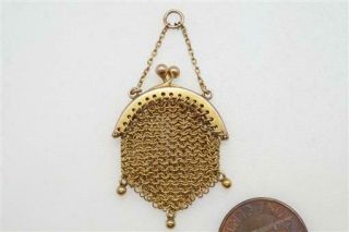 Cute Antique English 9k Gold Sovereign Purse Charm / Pendant C1900