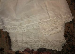 2 Antique Early Girl Clothing Dresses Valenciennes Lace Flounce / Fabric Salvage