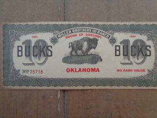 101 Ranch Miller Brothers 10 Bucks Bill Scrip Oklahoma Wild West Show Currency