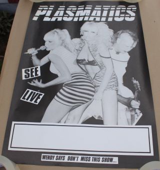 Rare Vintage Plasmatics Concert Show Promo Poster Wendy O.  Williams Live