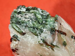 Deep Green Tourmaline Crystals In A Big Quartz Matrix From Brazil 304gr E